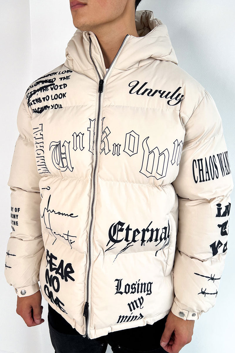 CHAQUETA PUFFER PRINT WHITE