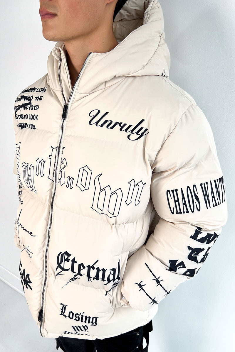 CHAQUETA PUFFER PRINT WHITE