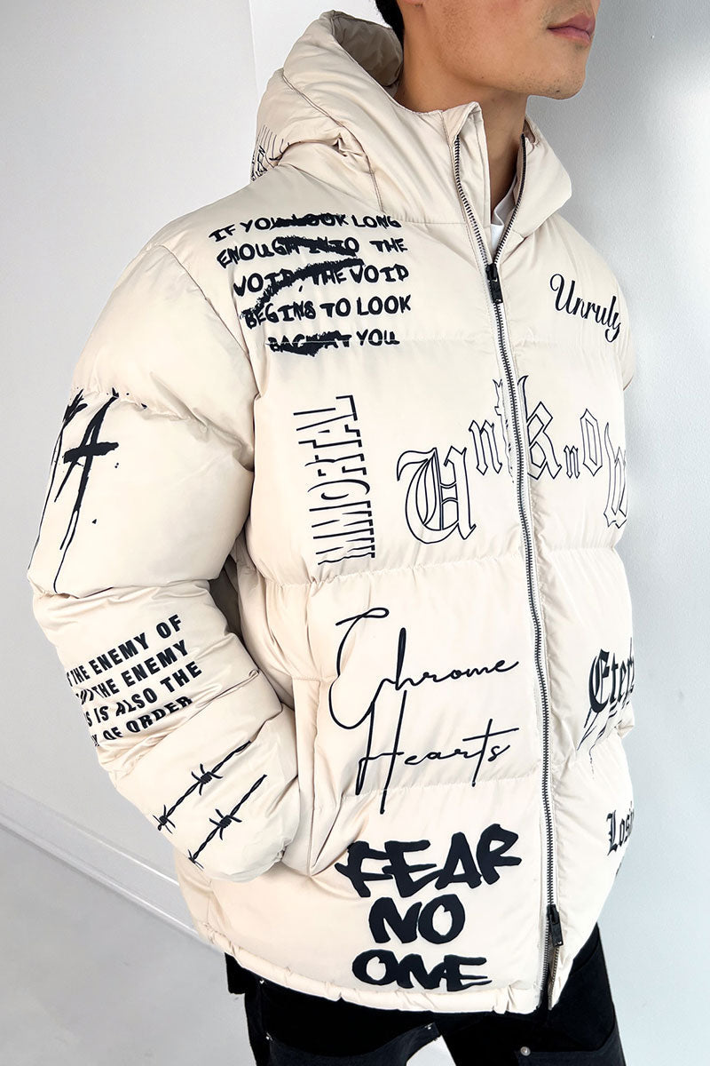 CHAQUETA PUFFER PRINT WHITE