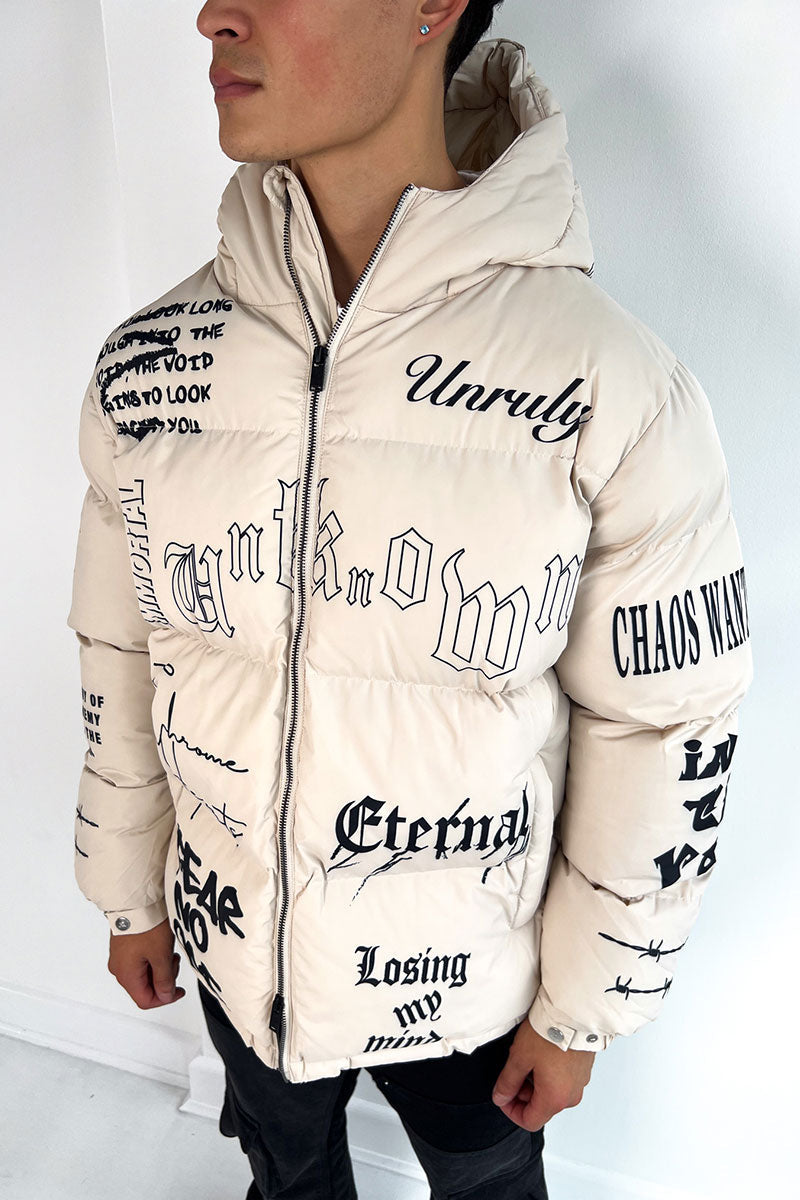 CHAQUETA PUFFER PRINT WHITE