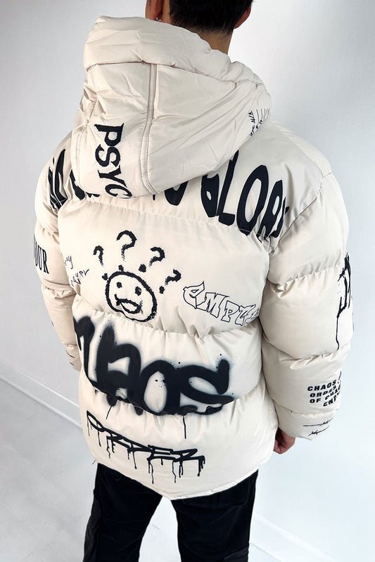 CHAQUETA PUFFER PRINT WHITE